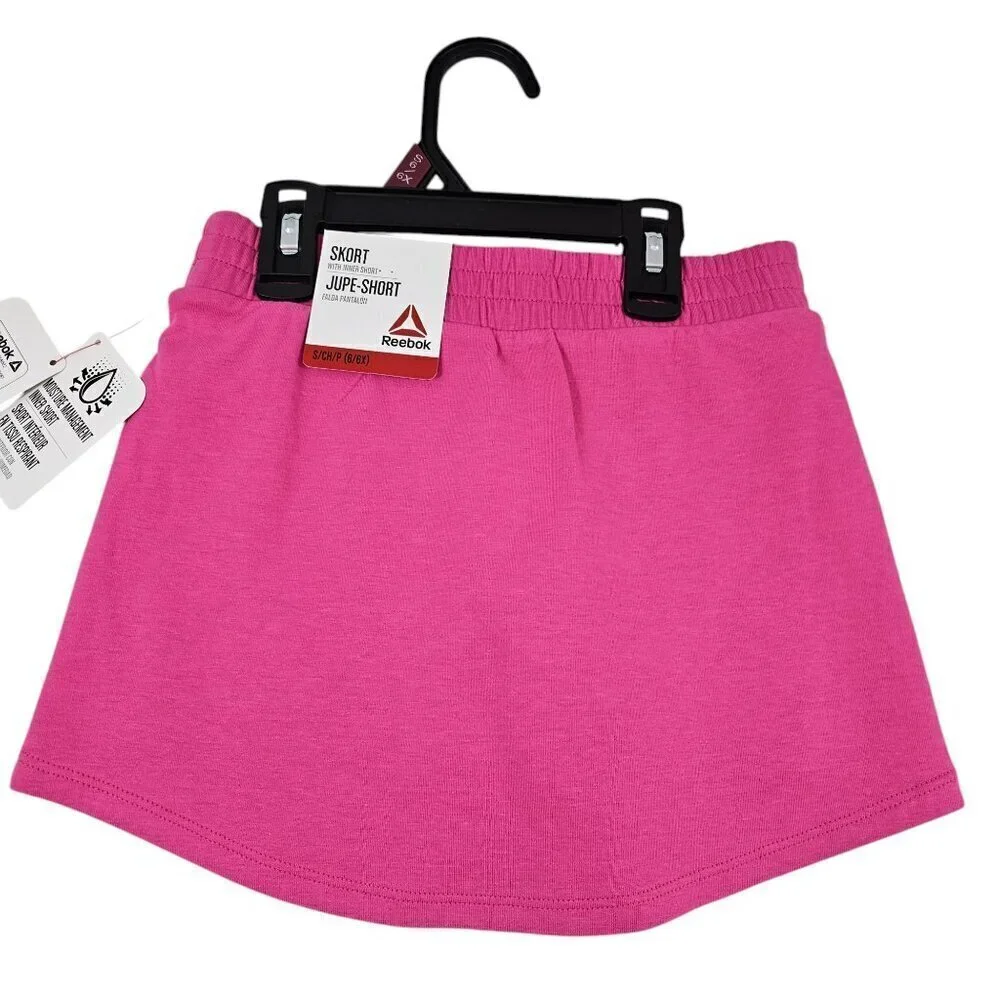 Reebok Girls Active Velocity Skort (Skirt w/Compression Shorts) – Pink – S/M/L